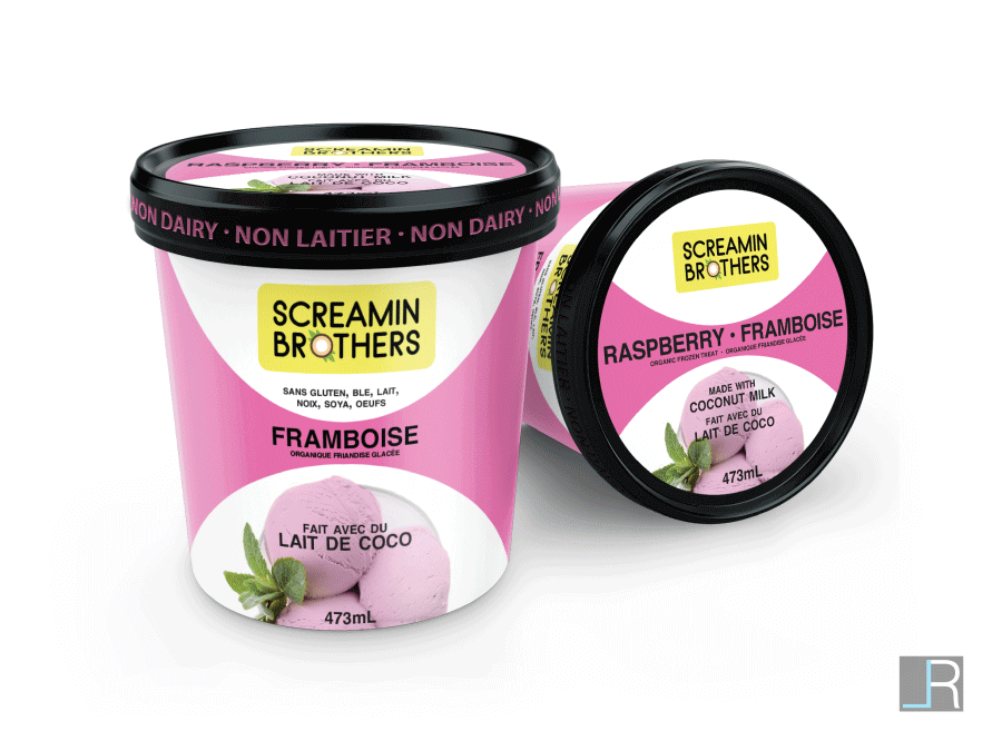 Screamin Brothers Raspberry Flavour Frozen Treat Package (French Front Side)